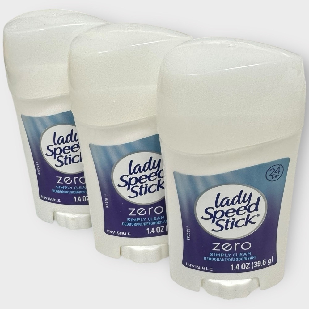 Lady Speed Stick ZERO Deodorant SIMPLY CLEAN 1.4‎ oz each NEW LOT OF 3